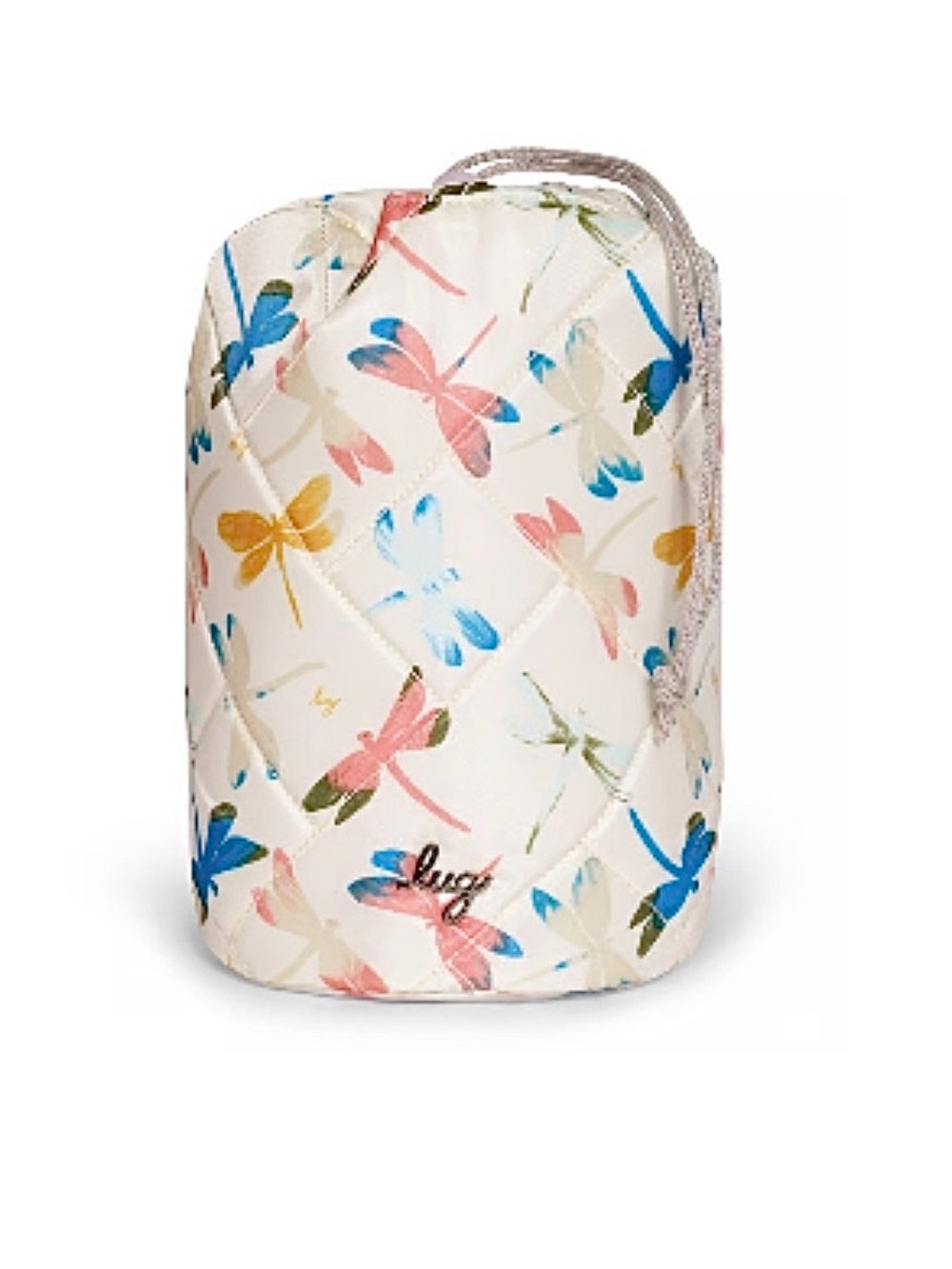 Lug Tumbler Storage Pouch Dragonfly Multi Quilted Drawstring Cinch Top NWOT